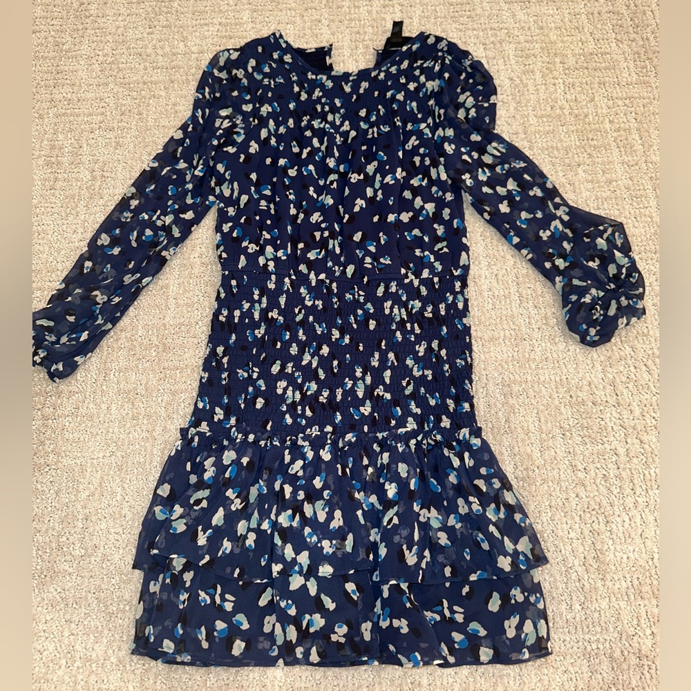 Aqua girls smocked long sleeve mini dress